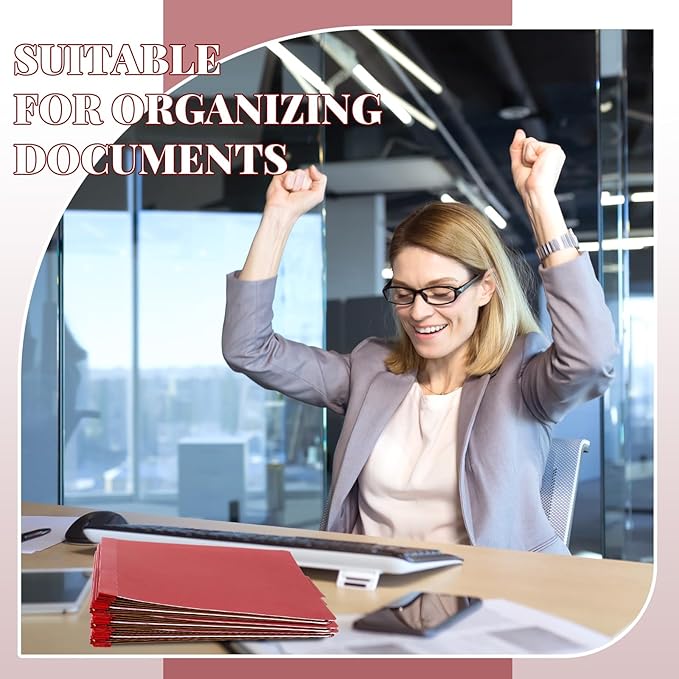 Skyygemm 12 Pcs Classification Folders Letter Size, 3 Divider Pressboard File Folder with Fasteners, Expanding File Organizer Bulk for Teachers, Clergy, Office, Church, Christmas Donations (Red)