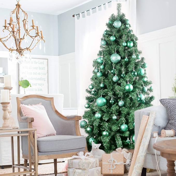 Teal 2.5" Christmas Balls Christmas Tree Decoration Ornaments Shatterproof Hanging Balls for Birthday Halloween Holiday Wedding Decorations Set of 24pcs