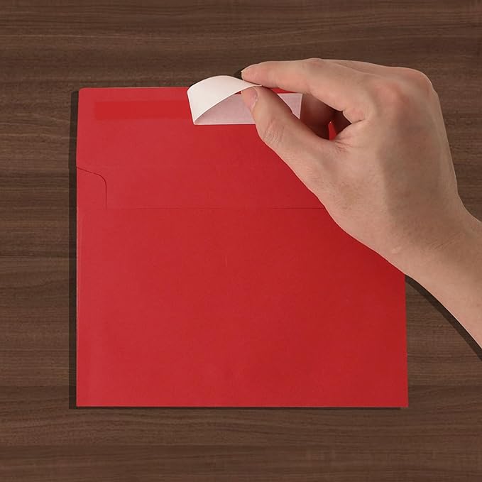 Red Envelopes 5x7 Inch, 50 Pack, Self Seal A7 Envelopes for Valentine, Invitations, Wedding, Birthday, Personalize Gift, Postcard, suitable for 5x7 Greeting Cards, 120gsm Thick Paper