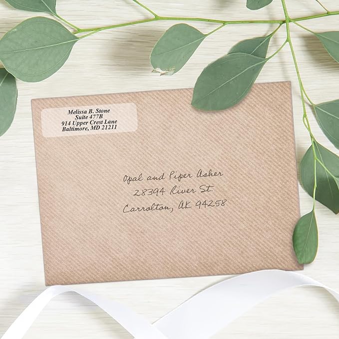 Clear Personalized Return Address Labels Without Dispenser - Roll of 500 Custom See Through Transparent Stickers