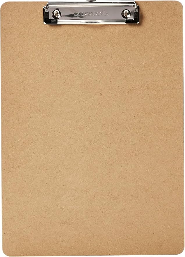 Amazon Basics Hardboard Office Clipboard,Letter Size, 9" x 12.5", 30-Pack, Brown