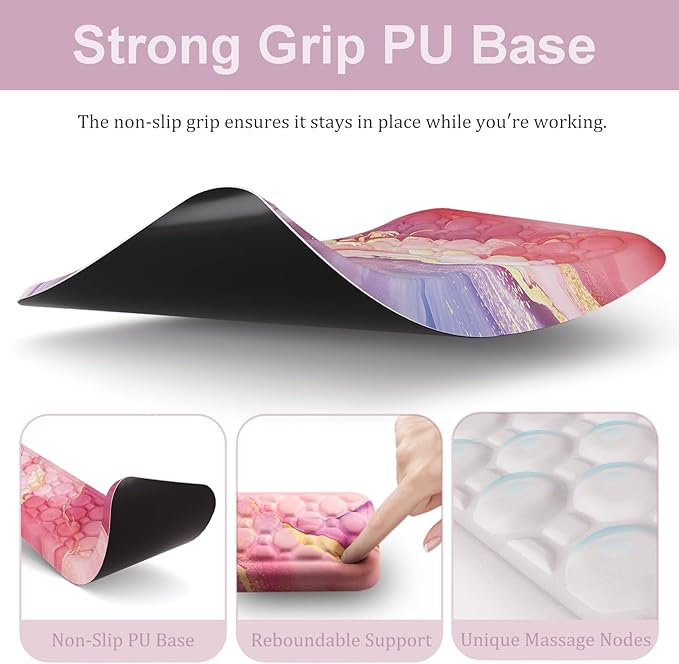 Ospelelf Ergonomic Mouse Pad and Keyboard Wrist Rest Support, Wrist Rest for Computer Keyboard, Office, Gaming, Pink