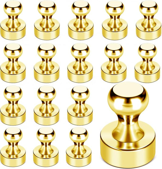 LOVIMAG Fridge Magnets, 18Pcs Refrigerator Magnets Strong Fridge Magnets for Whiteboard, Small Magnets Gold Magnets for Kitchen Accessories,Office Aaccessories,Fridge Accessories, Decorative Magnets