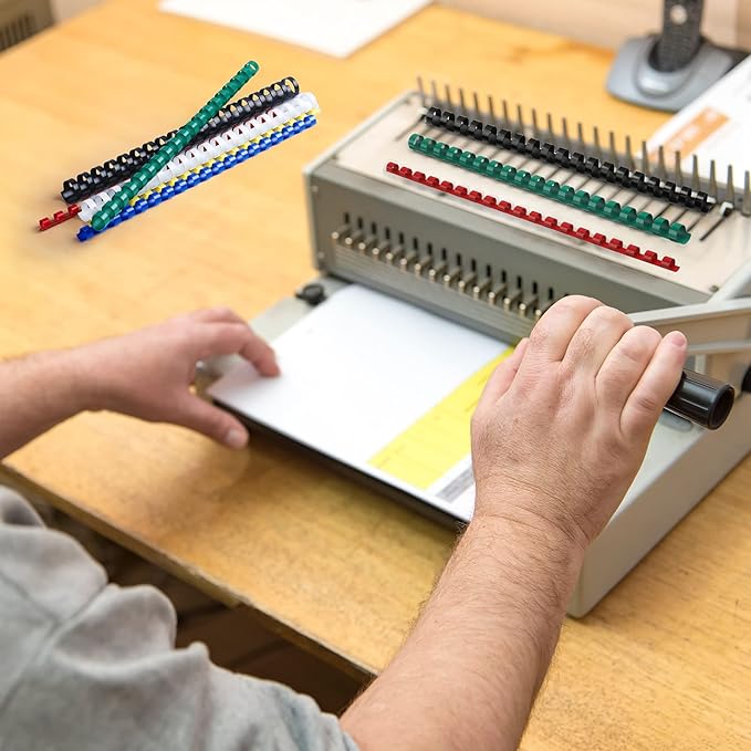 Yunsailing 150 Pack Plastic Binding Combs Plastic Binder Comb Ring 19 Ring Binding Spines Letter Size Spiral coils for Notebook Calendar(1/4 5/16 3/8 1/2 5/8 3/4 in,Multi Colors)