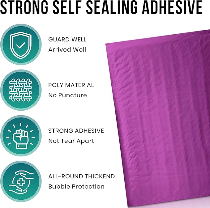 Levex - #2 8.5" x 12" [10 Pack] Purple Poly Bubble Mailers, Padded Envelope Mailers, Packing Envelope & Mailing Bags for Shipping