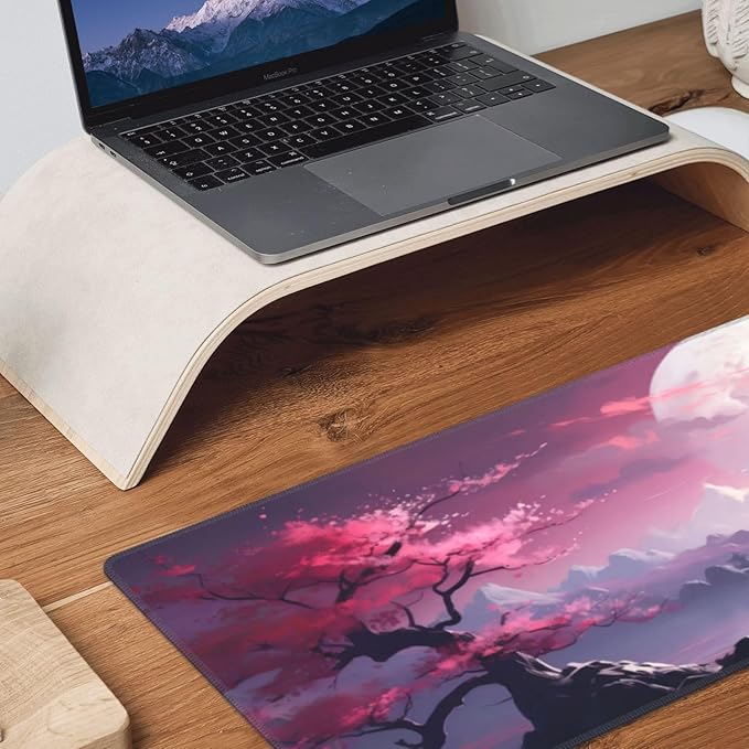 Watercolor Japanese Large Gaming Mouse Pad,Japanese Mouse Pad 31.5 x 11.8 in Mat Desk Pad,Large Desk Mat,Extended Keyboard Mousepad with Non-Slip Base and Stitched Edge for Desk Home Office