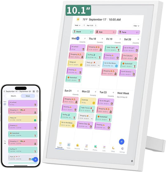 Smart Digital Calendar, 10.1" HD Smart Touch Screen Home Interactive Electron Calender WiFi Planner,Meal Schedule, Duty Chart,Achievement Rewards- Built-in Digital Photo Frame Function