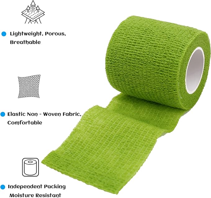 36 Rolls Elastic Self Adhesive Bandage Wrap 2 Inch, Breathable Non Woven Cohesive Bandage, Vet Wrap for Dogs, Ankle Sprains Swelling Medical First Aid Tape, Sports Athletic Tape Color