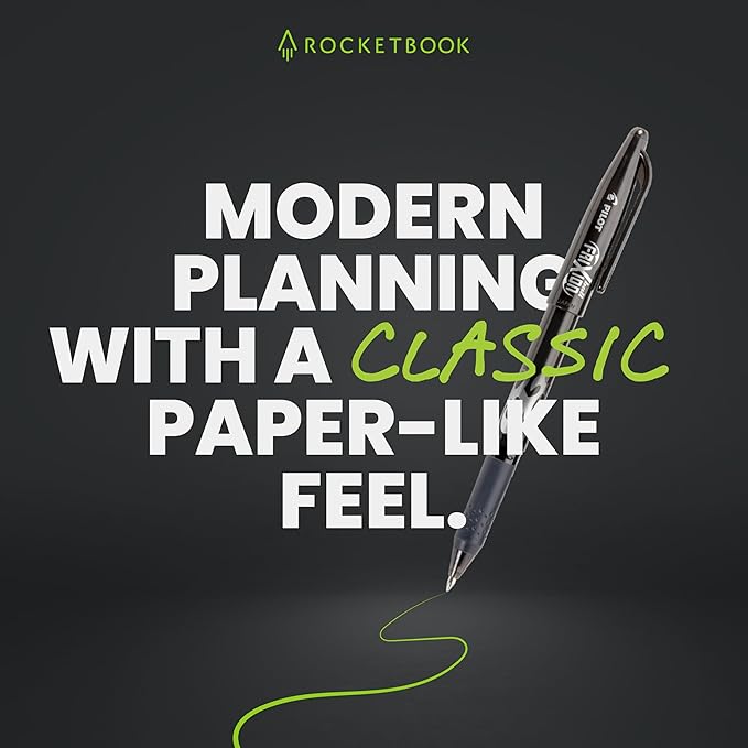 Rocketbook Flex Reusable Planner, Smart Undated, Daily, Weekly, Monthly, Annual Calendar Templates, Executive Size 6X8.8, Black (Pack of 1)