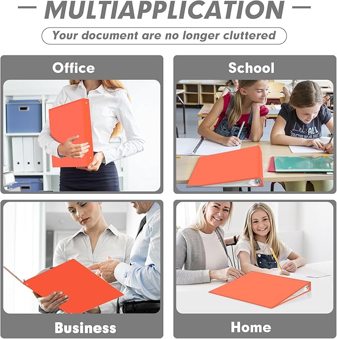 3 Ring Binder 2 Inch, PANDRI 6 Pack 2-Inch Binder Fits Letter Size 8.5'' x 11'' Paper, Versatile Binders for Office Home School, 2 Pockets, Assorted 6 Color