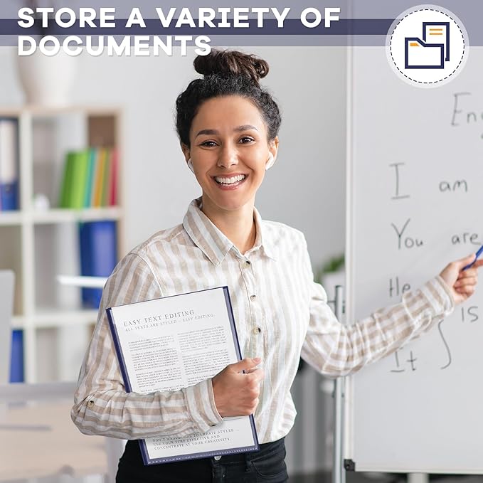 Henoyso 24 Pcs Plastic Folders with Clear Front Pocket and 3 Prong Take Home Plastic 2 Pocket Folder Back to School for Students Parent Teacher Communication for School Office (Navy Blue)