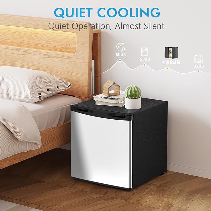 COWSAR 1.6 Cu.Ft Compact Fridge with Freezer, Refrigerator with 7 Temperature Settings, Energy-efficient Low Noise Small Refrigerator Suitable for Dorm, Office, Bar, RV, Bedroom, Commercial