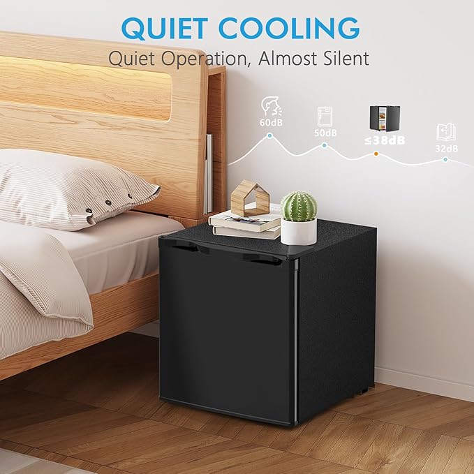 COWSAR 1.6 Cu.Ft Compact Fridge with Freezer, Refrigerator with 7 Temperature Settings, Energy-efficient Low Noise Small Refrigerator Suitable For Dorm, Office, Bar, RV, Bedroom, Commercial