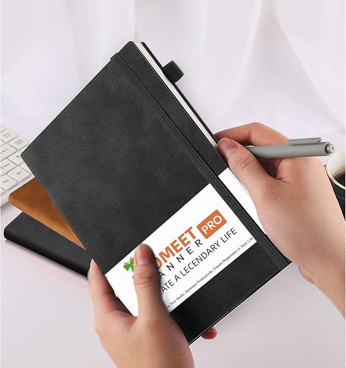 Lined Journal Notebook, 200 Pages, Leather Hardcover Notebooks, A5 College Ruled Thick Classic with Pen Loop Notebook Journals for Writing, for Women Men Office School, 5.75'' X 8.38'', Black