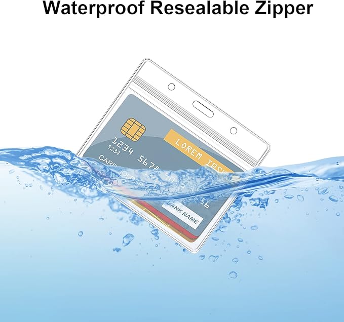 50 Pcs Clear Badge Holder Horizontal ID Card Holder Waterproof Plastic Card Name Badge Holder for Office, School, Conference