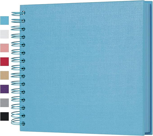 potricher 8 x 8 Inch DIY Scrapbook Photo Album 80 Pages Thick Kraft Blank Blue Paper Memory Book for Wedding and Anniversary Family (Blue, 8 Inch)