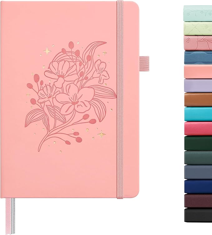 &And Per Se Lined Journal Notebook for Women&Men with Pattern, 160 Pages 100GSM Thick Paper, A5 Hardcover Journals for Writing(Blush)