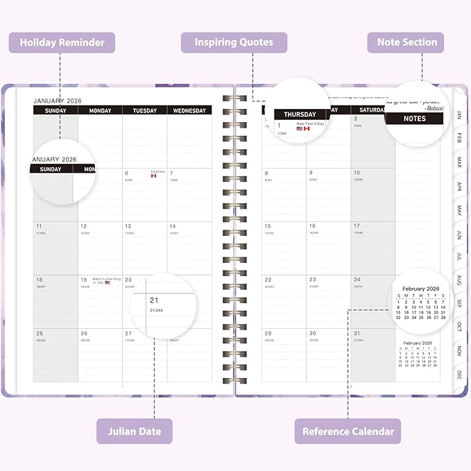 2026 Planner, Weekly and Monthly Calendar Academic Planner, Jan 2026 - Dec 2026, Planning Agenda Book for Desk Accessories and School Supplies - A5 (6.3'' x 8.5'')