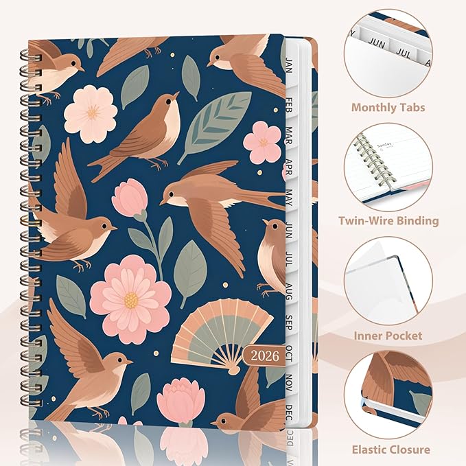 2026 Planner, Weekly and Monthly Calendar Academic Planner, Jan 2026 - Dec 2026, Planning Agenda Book for Desk Accessories and School Supplies - A5 (6.3'' x 8.5'')