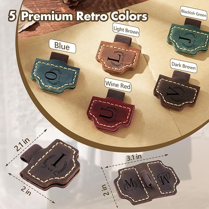 Custom Bygone Mark Bookmark with Pen Holder, 26 Letters Name Initial Personalized Magnetic Leather Bookmark, Gifts for Book Lovers, Readers, Travelers, Leather Book Marks (Wine Red, Z)