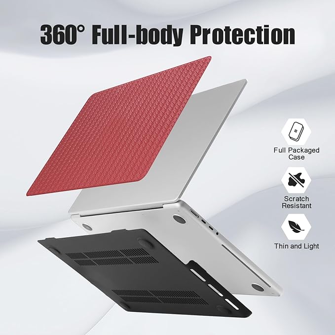 DTangLsm for MacBook Air 15 inch Case 2025 2024 2023 M4 A3241 M3 A3114 M2 A2941 with Touch ID, Woven Fabric Textured Elegant Leather Hard Shell Cover for Mac Book Air 15 Case + Keyboard Cover,Burgandy