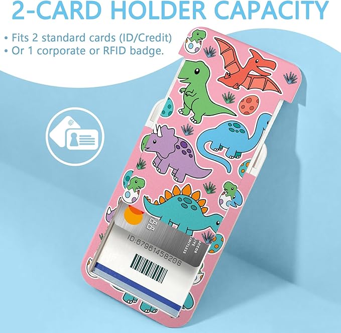 Cartoon Dinosaur Badge Reel Retractable Heavy Duty with 360° Swivel Carabiner Clip,Cute ID Badge Holder with Detachable Lanyard, ID Card Holder Keychain Name Badge Clip, Nurse Teacher Gifts