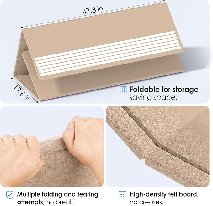 MaxGear Extra Large Bulletin Board 72" x 48", Foldable Felt Board Vision Board Supplies, Cork Board for Office, Home, School, Small Pin Boards for Walls Decorative Display Board Beige Brown