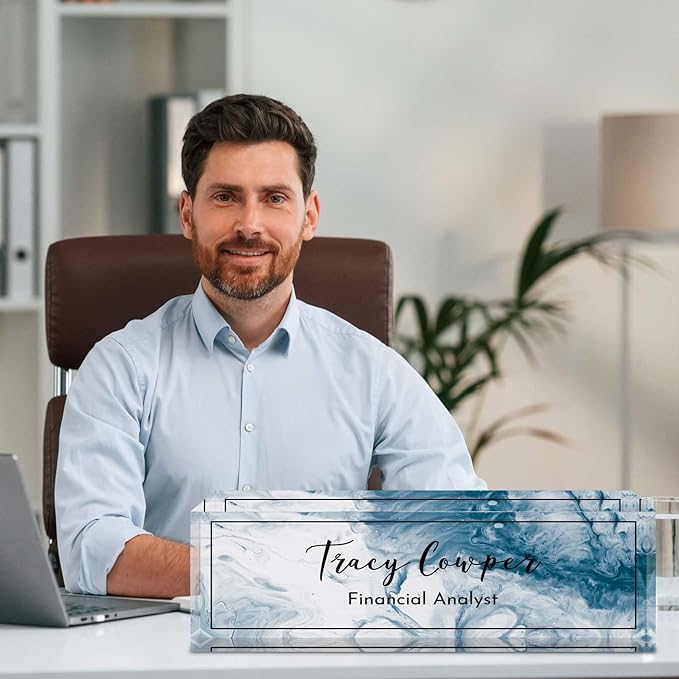 Desk Name Plate Personalized, Custom Name Plate for Desk, Acrylic Desktop Accessories, Office Gift & Decor for Women Men, Teacher Nurse Boss Employee Appreciation Gifts