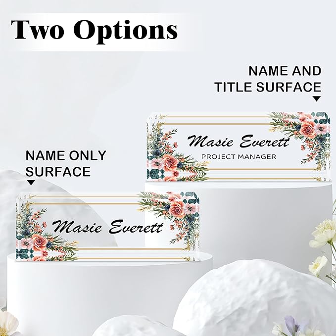 Ship Next Day-Custom Name Plate for Desk, Desk Name Plate Personalized, Acrylic Office Desk Accessories, Appreciation Gifts for Coworkers Employee Teachers Boss Women Men (Vintage Rose)