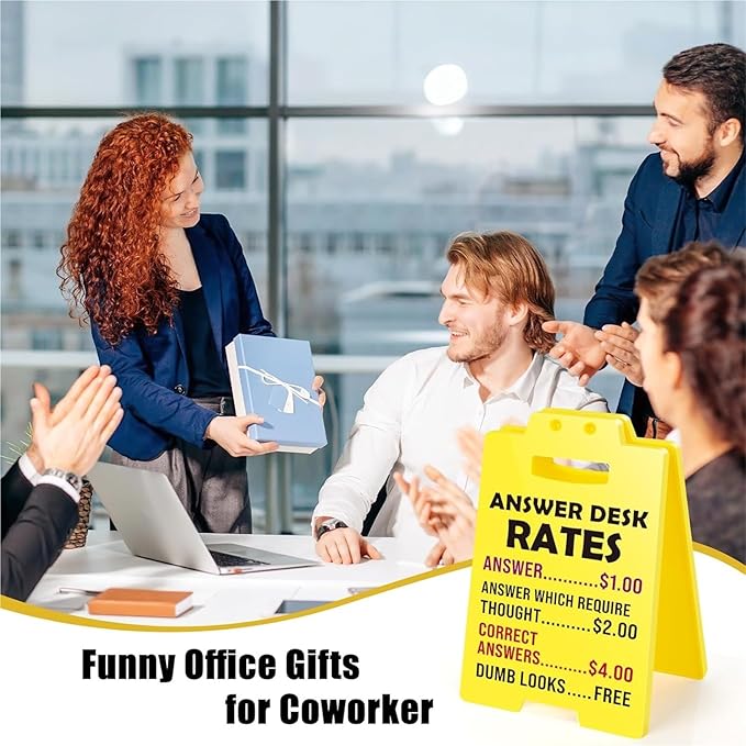 Office Gag Gift - Funny Team Office Gift - Q&A Desk Rate Desk Sign for Colleagues, teammates, Employees, Bosses, Managers, Supervisors