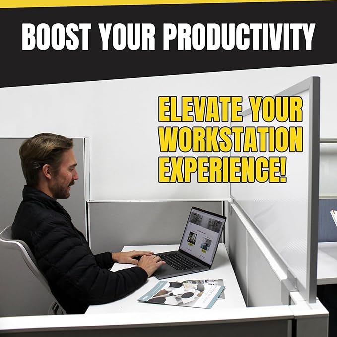 OBEX Privacy Screen & Office Panel Extender for Office Cubicles, Polycarbonate Desk Privacy Panel & Divider for Office Cubicle, 24" x 48", White