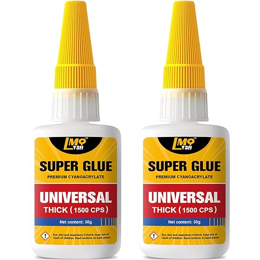 Super Glue Thick CA Glue Clear 60 Gram, Heavy Duty Superglue Instant Cyanoacrylate Adhesive for Plastic Ceramic Leather Metal Glass Wood Pla Shoe Sole Repair, Strong Oily Liquid Bonding