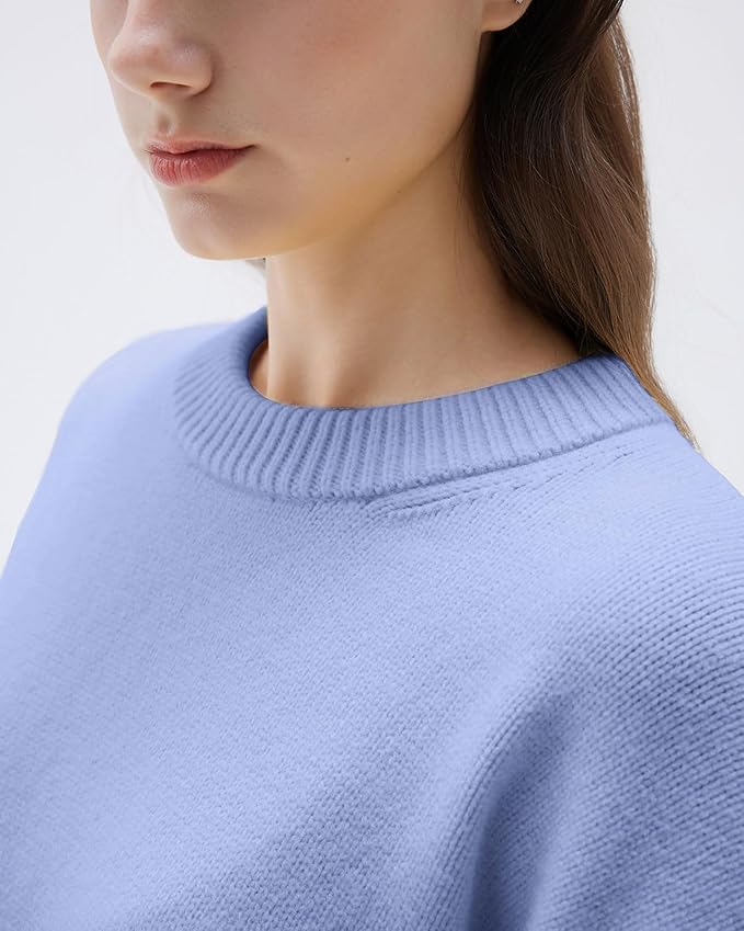 SUUKSESS Women Cashmere Oversized Long Sleeve Pullover Sweater Crew Neck Jumpers