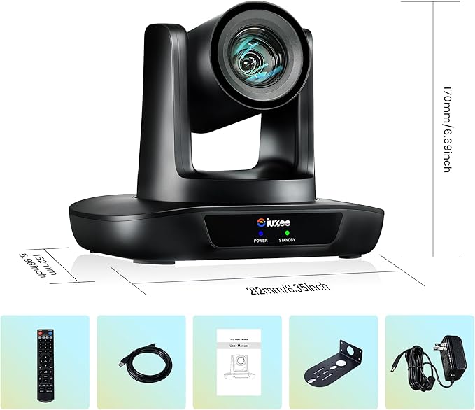 AI Auto Tracking PTZ Camera 3G-SDI/USB3.0/HDMI/LAN PoE 30X Optical and 8X Digital Zoom Live Streaming Camera 1080P 60FPS for Church Services Worship Education Events vMix OBS YouTube