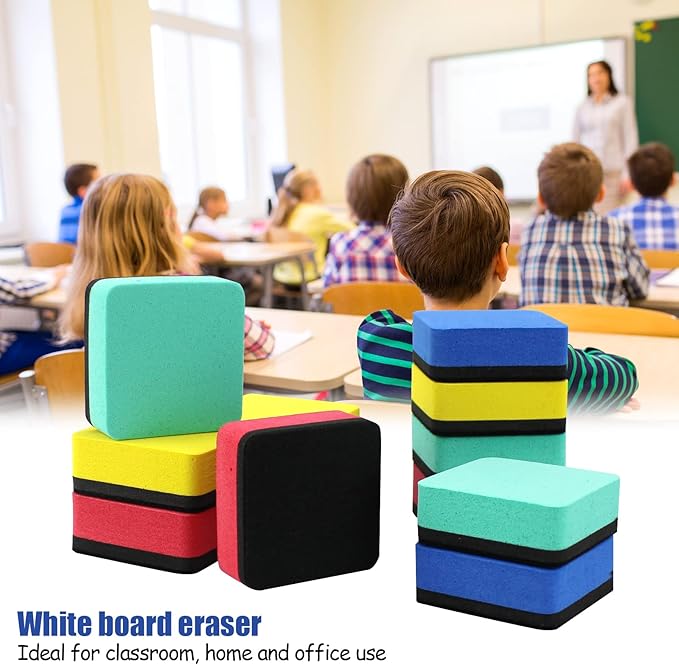 Dry Erase Eraser,24 Pack Magnetic Whiteboard Erasers,Small Dry Erase Board Erasers for Classroom, Home, and Office (24pcs-Square)