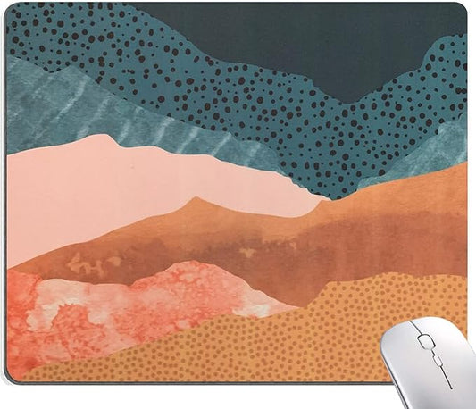 Mouse Pad, Colorful Abstract Mountain Mouse Pads, Square Washable Cloth Personalized Mouse Mat with Design, Gaming Office Home Non-Slip Rubber Base Computer Mousepad