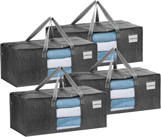 VENO 4 Pack Moving Bags Extra Large Storage Bags for College Move-In, Heavy-Duty Storage Totes, Packing Boxes, and Wardrobe Moving Supplies - Durable Laundry Bags for Clothes (Gray w/Window, 4 Pack)