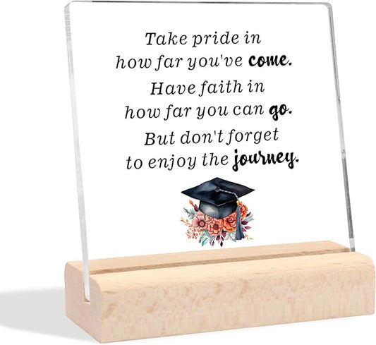 Graduation Gifts for Her Him, Cool Graduation Gifts Congratulations Gift Clear Desk Decorative Sign, Inspirational Gifts for Women Masters Degree College High School Graduation Gifts for Her Him