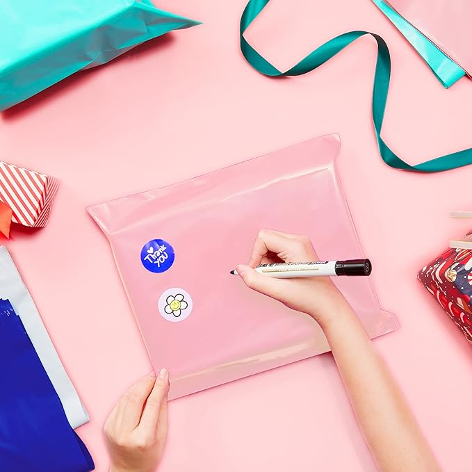Fuxury 200Pcs 12X15.5" Pink Poly Mailers,Shipping Bags Bulk for Clothes, Plastic Mailing Envelopes for Small Business, Self Sealing Packaging Poly Bag Mailer, Keep Items Safe & Protected