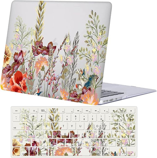 Bandless Protective Case Compatible with MacBook Pro 14'' 2021 M1 Pro/Max Model A2442, Plastic Laptop Hard Shell Case with Keyboard Cover Skin for MacBook Pro 14'' with Touch ID - Flower