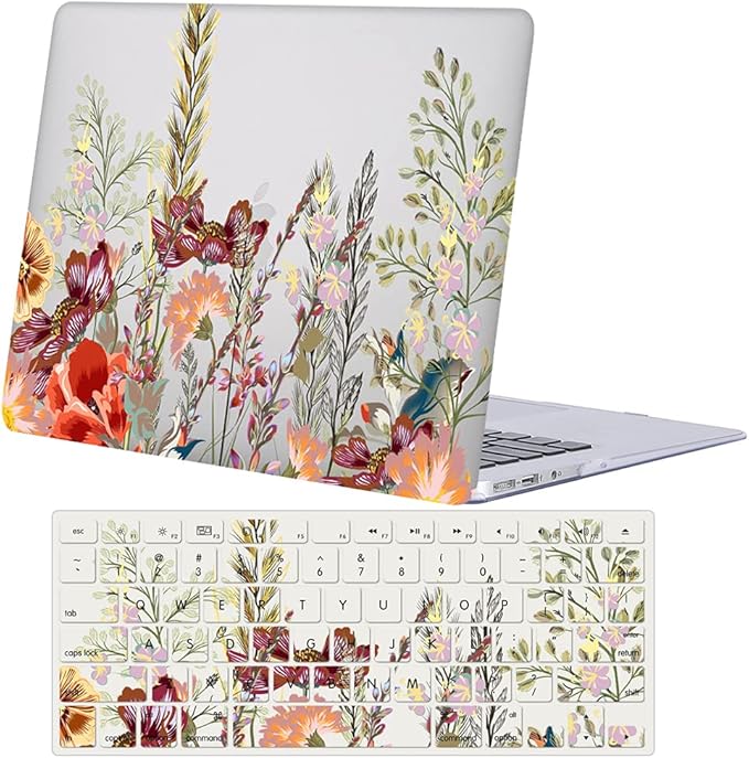 Bandless Case Compatible with MacBook Pro 15 Inch 2015 2014 2013 2012 Model A1398, Plastic Hard Shell Protective Cover & Keyboard Protector for Mac Retina Old Version - Flower