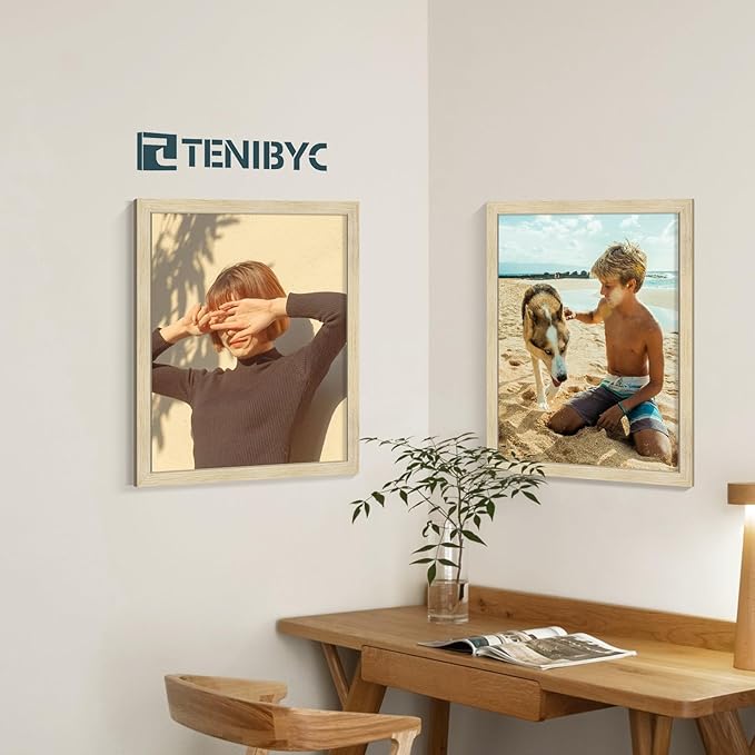 16x20 Picture Frames Set - 3 Pack - Natural Oak Wood - Tempered Glass - Display Family Photos, Wall Gallery, Posters & Puzzles - Home Decor