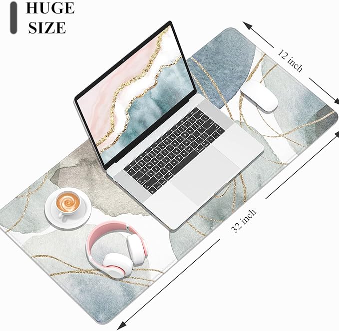 Desk Mat, 32" x 12" XXL Extended Large Gaming Mouse Pad, Desktop Decor Desk Pad, Cute Men Women Office Supplies and Accessories, XL Mouse Mat for Laptop & Keyboard, Minimalism Abstract Art