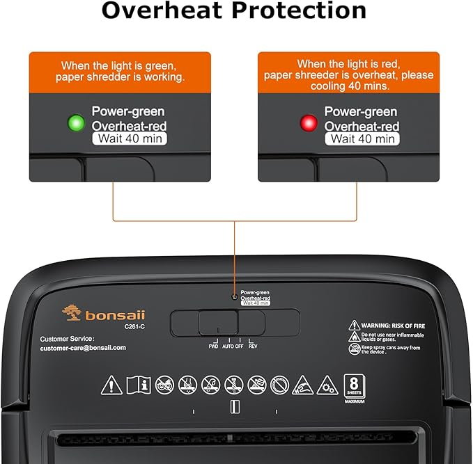 Bonsaii Paper Shredder, 8-Sheet Crosscut Shredder with 4.2 Gallon Bin Shred Credit Card/Mail/Staple/Clip, P-4 Security Level Document Shredder with Handle for Home Office (C261-C)