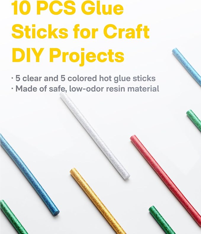 HOTO Cordless Hot Glue Gun, Minimalist Style, 30s Heating Fast, Smart Power-off, Compact Size, Intelligent Temperature Control, USB-C Rechargeable,10 Glue Sticks for Crafts, DIY Arts, Home Repairs