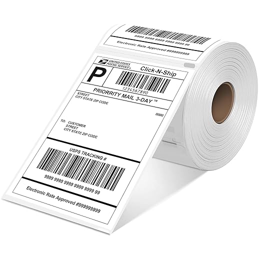 L LIKED 880 PCS 4"x 6" Direct Thermal Labels White Perforated Shipping Label, 220 Labels/Roll,Strong Adhesive, Compatible with DYMO 4XL 1744907,Zebra, Rollo, Jadens, Nelko,4 Rolls