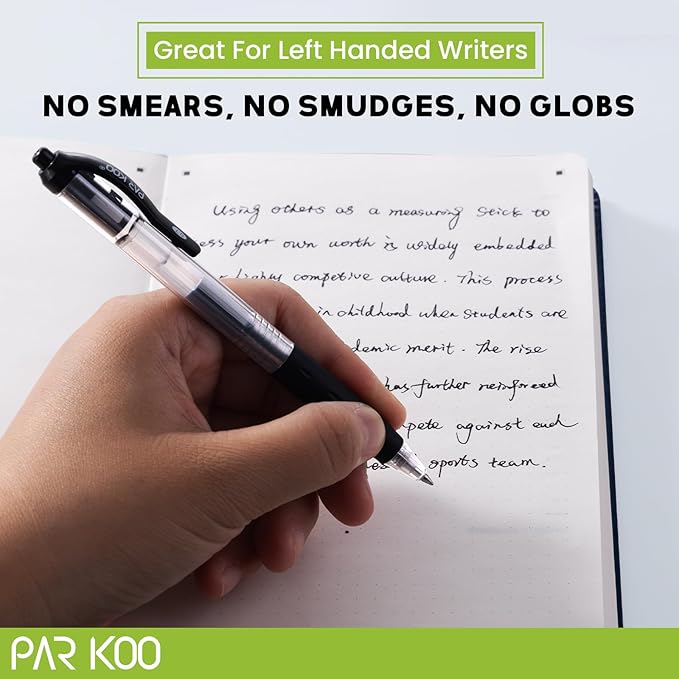 ParKoo Black Gel Pens, 70 Pack Quick Dry Retractable Medium Point 0.7mm Rollerball Gel Ink Pens Smooth Writing with Comfort Grip for School Office Home