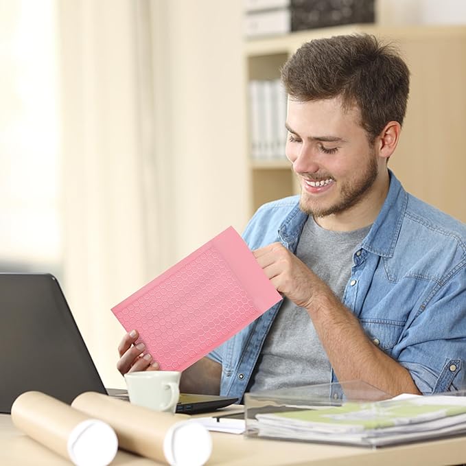packbabol Bubble Mailers, 4x7 Inch Padded Bubble Mailers Pack of 50 Bubble Envelopes Opaque Self Seal Adhesive Waterproof Bags for Shipping and Packaging (Pink, 4x7-50)