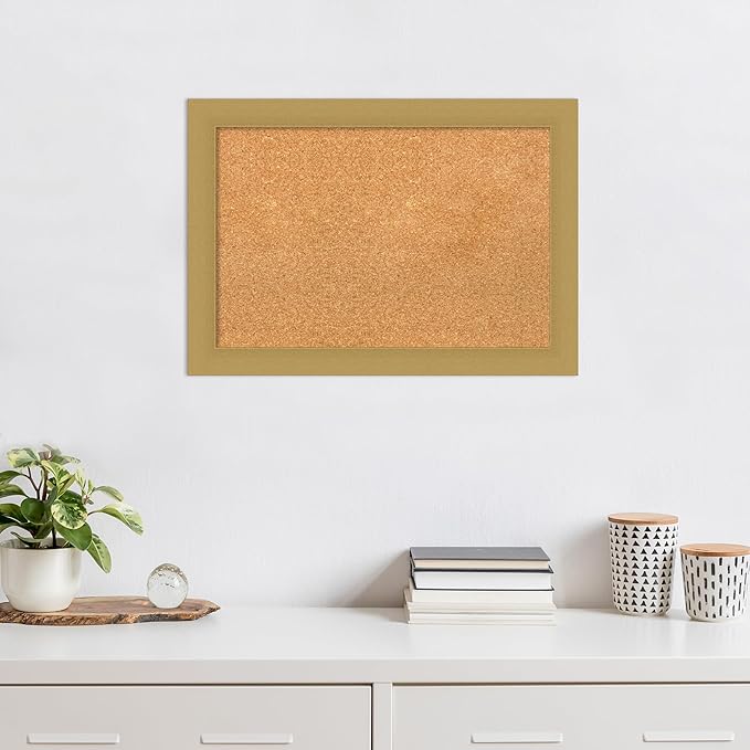 Amanti Art Natural Cork Board for Wall, 20x28 Vision Board with Gold Frame, Medium Corkboard Office Decor for Home Organization, Casual Corkboard Pinboard to display items for home organization
