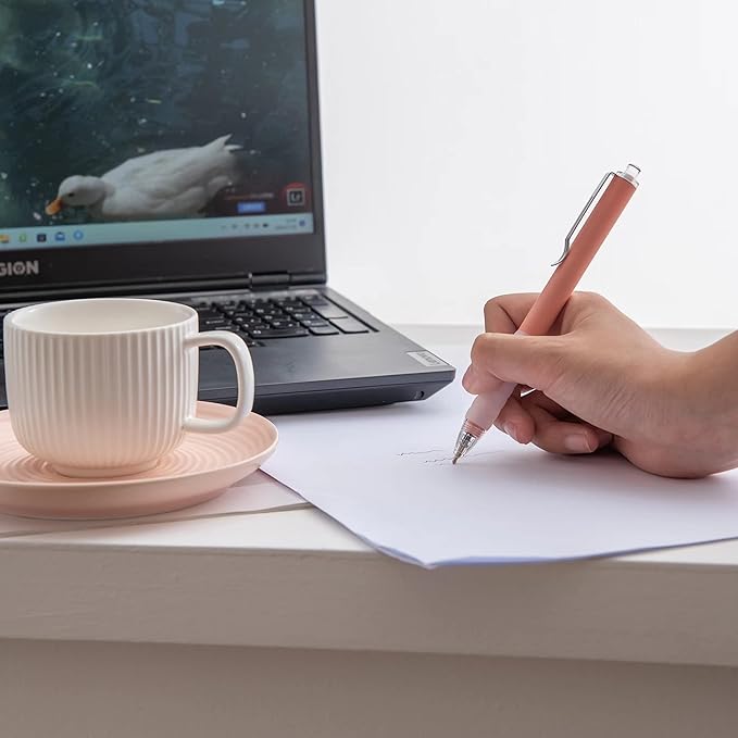 Linbsunne Ballpoint Pens Medium Point 1mm Black Ink Work Pen with Super Soft Grip Ball Point Pen for Men Women Retractable Office Pens (Silver Clip-18 count)